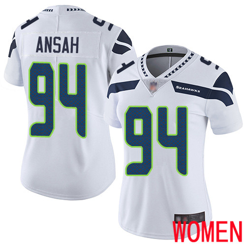 Seattle Seahawks Limited White Women Ezekiel Ansah Road Jersey NFL Football #94 Vapor Untouchable->women nfl jersey->Women Jersey